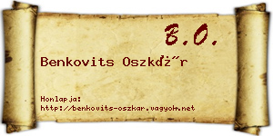 Benkovits Oszkár névjegykártya